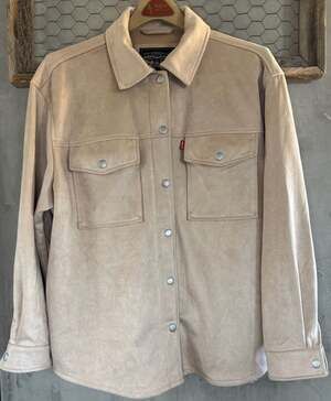Levi's Faux Suede Jacket Size M Beige Snap Button Shacket